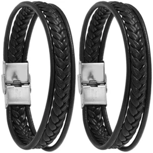 2 Pezzi Braccialetto Intrecciato Uomo Bracciali per Uomo Braccialetto Trendy - Foto 1 di 11