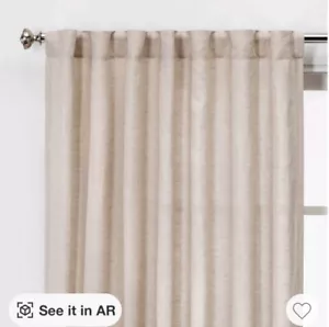 ✨️ Threshold Natural Linen Single Khaki Light Filtering Curtain Panel 54" x 95" - Picture 1 of 5