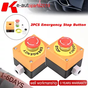 2PCS Emergency Stop E-stop Button Shut Off Push Button Switch Red Mushroom 2024 - Picture 1 of 10