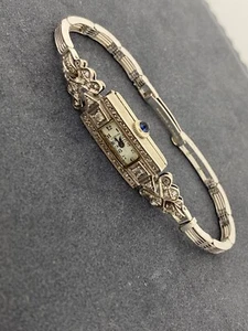 An Art-Deco 9K Gold, Silver, Marcasite Rectangle Swiss Ladies’ Cocktail Watch - Bild 1 von 9