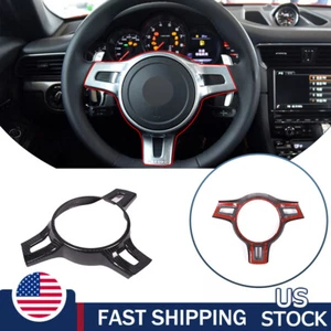 Real Carbon Fiber Steering Wheel Cover Trim For Porsche 911 2010-2015 - Picture 1 of 13