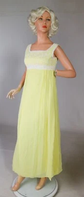 Vestido Union Made ILGWU Vintage Años 60 Amarillo Gasa Margarita Dama de honor Baile de graduación Talla 4 Foto 1 de 2