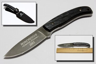 Fixed Blade Knife Winchester Limited Edition 2005 Black Faux Pearl W/ Sheath VTG - Image 1 of 4