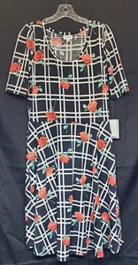 NEU LuLaRoe Nicole Kleid schwarz weiß rot Blumenmuster Größe XL Neu mit Etikett - Bild 1 von 5