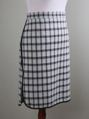 Falda lápiz ANN TAYLOR NUEVA CON ETIQUETAS $119 forrada a cuadros de cuero vegano talla 14 Foto 1 de 4