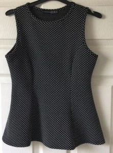 Ladies Sleeveless Top Size 8 Fit And Flare White Polka Dot - Picture 1 of 6