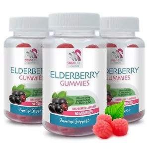 Wholesome flavor - ELDERBERRY GUMMIES - Daily vitality 3 Bottles 180 Gummies - Picture 1 of 7