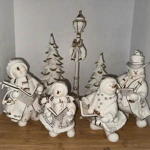 Conjunto de coro de muñeco de nieve para miembros Mark figuras de porcelana decoración de Navidad juego de 7 piezas - Imagen 1 de 10