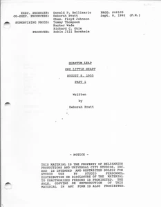 QUANTUM LEAP television script reproduction "One Little Heart" - Bild 1 von 1