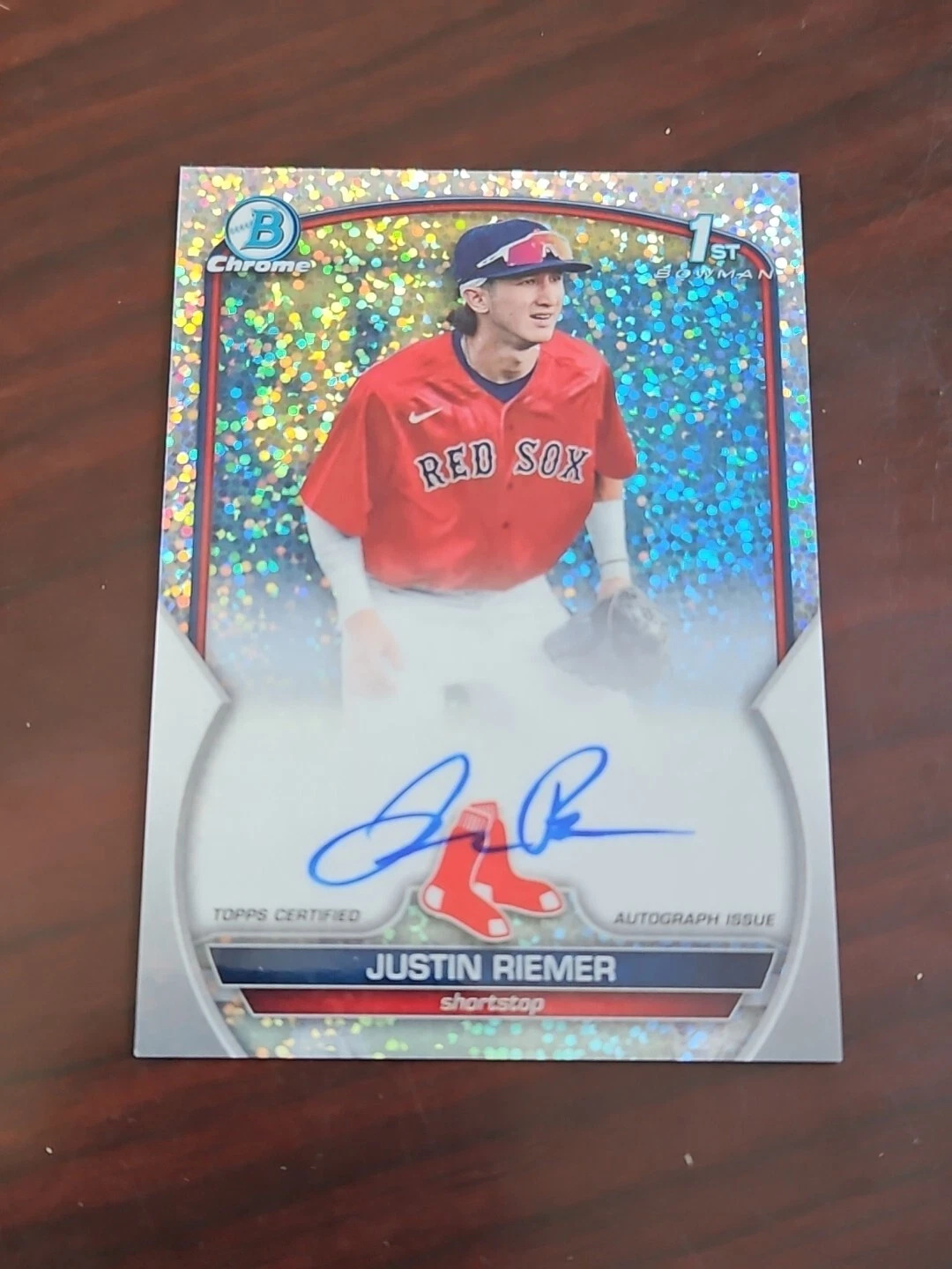 2023 Bowman Chrome Draft Justin Riemer Auto /71 Sparkle Refractor 1st Prospect