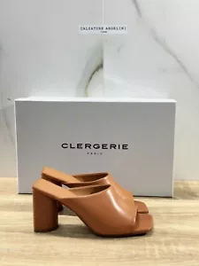 Clergerie Women's Sandal Jodie Leather Tan Heel Luxury Clergerie 37 - Picture 1 of 5