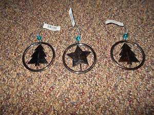 3 Silvertoned Metal Christmas Ornaments--Swivel Action/Turq Bead--2 trees NWTs - Picture 1 of 5