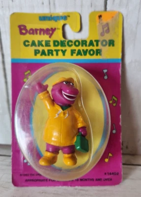 1993 Barney Birthday Cake Topper Figure Decoration Party Favor Raincoat NOS - Image 1 of 4