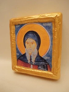 Saint Anthony The Great San Antonio Catholic and Eastern Orthodox Icon on Wood - Picture 1 of 9