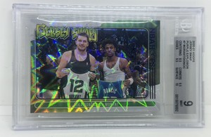 2020-21 Hoops #7 LUKA DONCIC & JA MORANT Jersey Swap Purple Explosion BGS