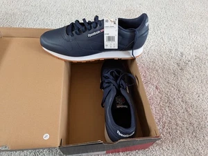 Reebok Herren Größe 15 Klassische Leder Laufschuhe Blau Weiß Gummi GY3600 Neu im Karton - Bild 1 von 9