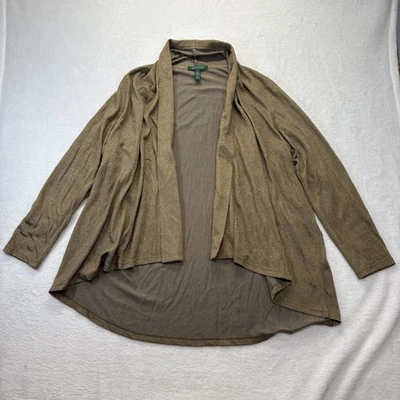 Cardigã Lauren Ralph Lauren Feminino 1X Dourado Metálico Cachoeira Frente Aberta - Imagem 1 de 4