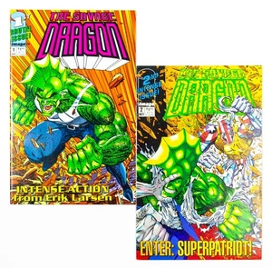 The Savage Dragon #1 & 2 (1992 Image) Mini-Series, White Logo w/Poster NM- - Picture 1 of 10