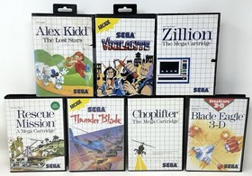 Sega Master System Lot of Choplifter, Alex Kidd, Vigilante, Blade Eagle & More