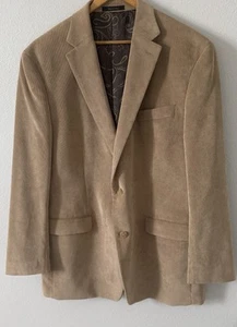 Lauren Ralph Lauren Corduroy Blazer Mens 44L Tan 2 Button Sport Coat Jacket - Picture 1 of 9