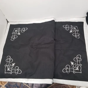 1 Excellent Black Embroidered Faux Raw Silk KING Pillow Sham No Pillow Insert - Picture 1 of 8