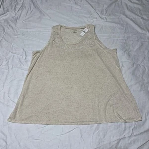 Camiseta sin mangas Lane Bryant beige swing talla 26/28 mezcla de lino talla grande Resort Ware nueva con etiquetas - Imagen 1 de 5