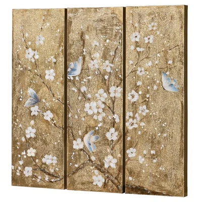 Dance Partners Canvas Triptych Wall Art Gold And White Tones Set of 3 - Image 1 of 4