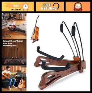 Faltbarer Gitarrenständer mit gepolstertem Schaumstoff - Holzhalter für Akustik, Elektro, B - Bild 1 von 8