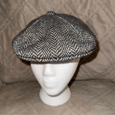 Vintage KANGOL Men's Gray Herringbone Flat Cabbie Cap Size M Gatsby driving hat - Image 1 of 4