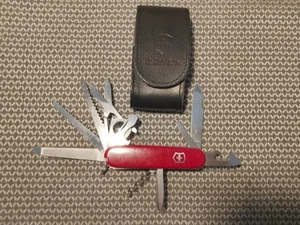 VICTORINOX SWISS ARMY POCKET KNIFE MULTITOOL RED VGD LOW USE + POUCH - Picture 1 of 24