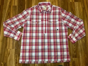 Relwen Seersucker Button Up Mens XL Plaid Half Button Up Pull Over Shirt - Picture 1 of 10