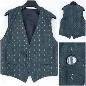 Mens Waistcoat Medium Size US 38 Vintage Green Formal Paisley Dress Vest - Picture 1 of 7
