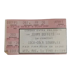 Jimmy Buffett Ticket Stub August 1, 1990 Coca Cola Starplex Dallas Texas - Picture 1 of 3