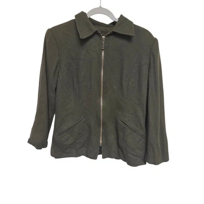 Chaqueta Blazer Hillard & Hanson Para Mujer Talla 10 Mezcla de Lana Verde Oliva Foto 1 de 4