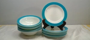 Pyrex Geschirr von Corning Türkis Band 12-teiliges Set Brotteller Müslischalen - Bild 1 von 5