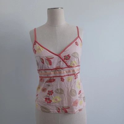 Regata feminina vintage marinha antiga ajuste perfeito babydoll transparente Y2K gola V floral fada - Imagem 1 de 4