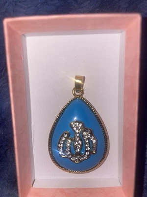 Colgante Alá turquesa islámica con oro de 18 quilates sumergido Foto 1 de 4