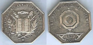 Jeton - LYON 1839 notaires arrondissement DURAND argent 16 gr - Imagen 1 de 1