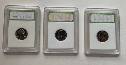 Lot of 3 Proof Jefferson Nickels INB Certified 1962, 1971s, 1993s Cover