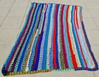 Hand Woven Woolen Wool Crochet Qureshi Rug Blanket Wall Hanging throw 4.9 x 3.5
