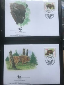 Lituania 1996 set WWF bisonte lettere illustrate primo giorno - Foto 1 di 2