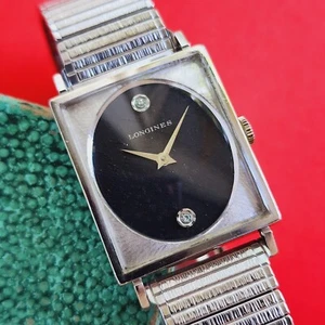 Longines Diamond Black Dial Watch Mechanical Bracelet 3217-428 Cal L847.4 Swiss - Picture 1 of 14