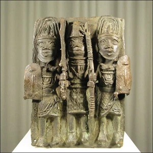 59598) Bronzeplatte Nigeria Afrika AFRIKANISCHE KUNST - Bild 1 von 1