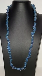 Blue Apatite Stone Necklace 15" Long - Picture 1 of 9