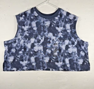 Talla 3XL - Camiseta deportiva para mujer Nike sin mangas teñida ondulada azul gris - Imagen 1 de 8