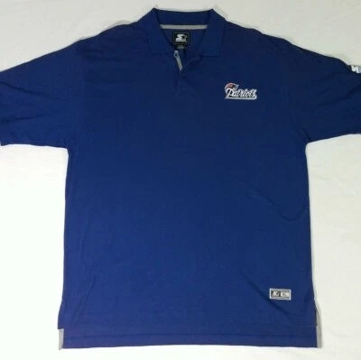 Camisa polo de golf New England Patriots Starter Brand azul liso para hombre XL 1990s cosida Foto 1 de 4