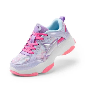 Toddler Girls Fashion Sneakers Lace Up Lightweight Jelly Sole Retro Tennis Shoes - Picture 1 of 14