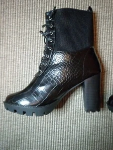 Nadia FTF Ankle Boots, Black Croco, Women's 10 W - Picture 1 of 13