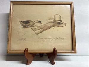 Georges Redon ~ 1931 ~ Die Ente isst ~ Holz gerahmt ~ 1931! - Bild 1 von 9