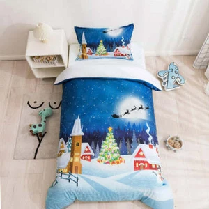 3D Christmas Pattern Quilt Cover Set Bedding Set Duvet Cover Pillowcases 146 - Picture 1 of 16